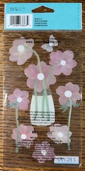 RARE JOLEES PINK FLOWERS Jar Vase Butterflies W/ Gems 3D Card Scrapbook STICKERS