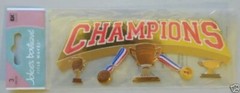 RARE Jolees CHAMPIONS Title Sports Play Soccer Baseball Football Teams Stickers