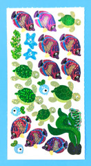 Turtles Angel Fish Sea Life Prismatic Sticker Sheet Style 3