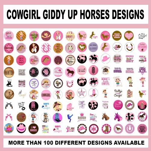 100 Precut WESTERN COWGIRL GIDDY UP HORSES BOTTLE CAP IMAGES 1 inch CIRCLES