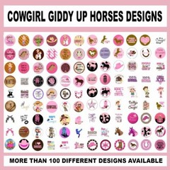 100 Precut WESTERN COWGIRL GIDDY UP HORSES BOTTLE CAP IMAGES 1 inch CIRCLES