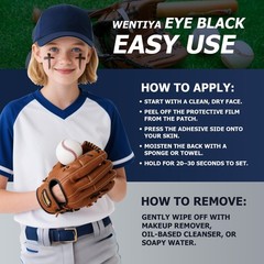 48 Pairs Eye Black Stickers for Kids, Sports Eye Strips Baseball Football Sof…