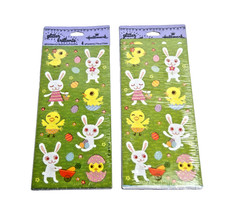 Hallmark Easter Glitter Stickers Lot 2 Packs 8 Sheets Bunnies Chicks Eggs NOS