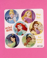 60 Disney Princesses Friendship Mini Dot Stickers – Cinderella, Tiana, Mulan