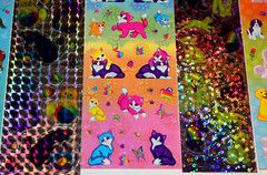 VINTAGE LOT LISA FRANK STICKER STRIP BUBBLE CRYSTAL PRISM HORSES KITTIES PUPPIES