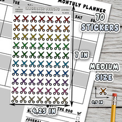 Scissors Stickers, Mini Icon Reminder Planner stickers, Journals, Scrapbooks