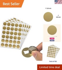 150 Pack, 1″ Scratch Off Stickers Labels, Round Circle – Gold