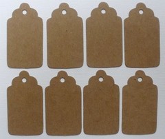 {8} SMALL SCALLOP TAG – Raw Bare Unfinished Chipboard Die Cuts – 2 1/8″