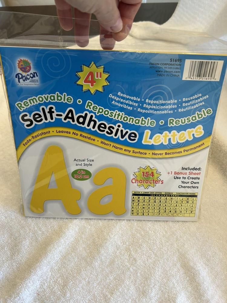 4″ Self-Adhesive Uppercase and Lowercase Letters 154-Count Yellow 51695