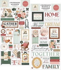 Carta Bella FEELS LIKE HOME (2) 6″x13″ Chipboard COMBO Accents + Words Phrases