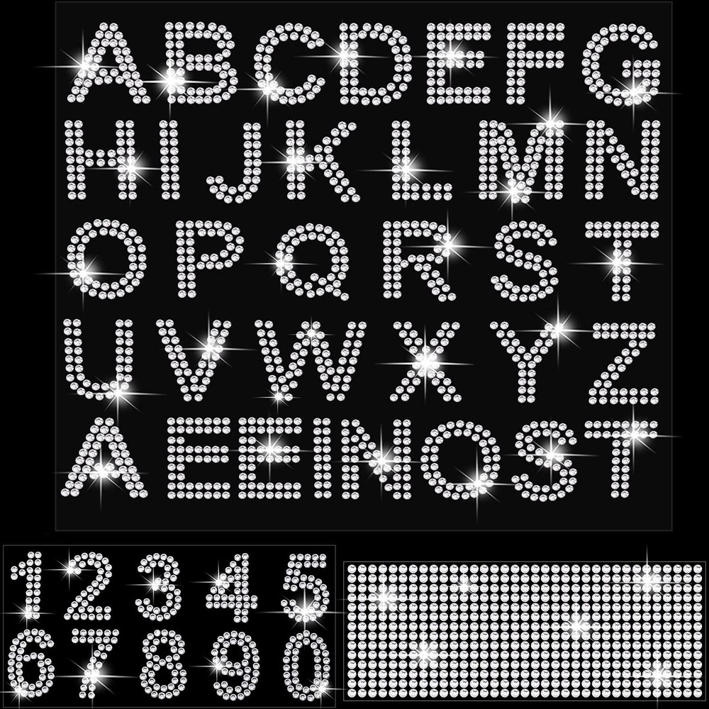 3 Sheets Glitter Letters Rhinestone Sticker Letter Bling Crystal Alphabet Number