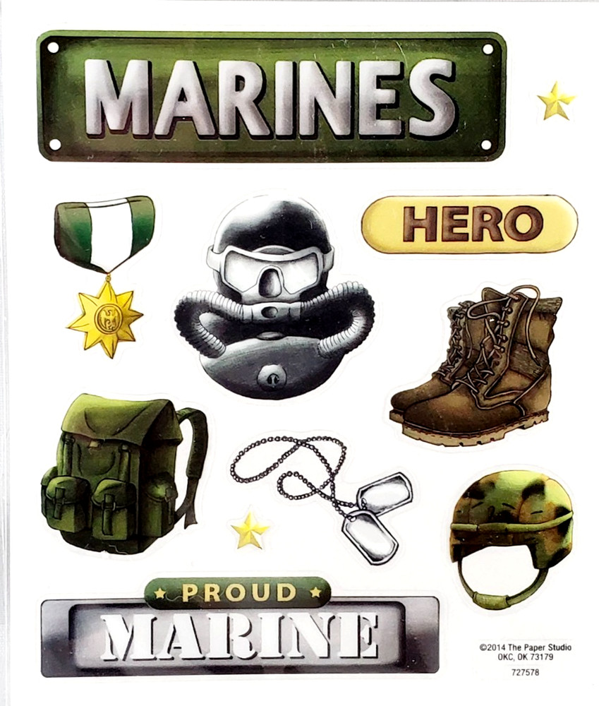 Marines Military Stickers Scrapbooking The Paper Studio Clear Hero Dog Tags 1ct