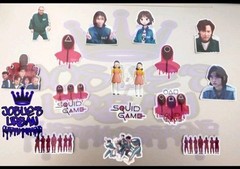 16pcs Squid Game Glossy Stickers