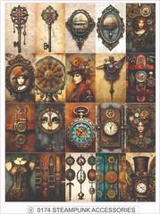 STEAMPUNK ACCESSORIES – COMPLETE SHEET OF 20 STICKERS