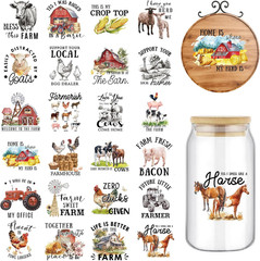 24 Sheets Farmhouse Rub on Transfer for Crafts Farm Animal Truck Words Rub on Tr