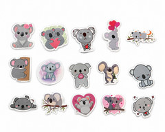 Cute Koala Stickers Lot of 10 Assorted Cartoon Animal Scrapbook Planner