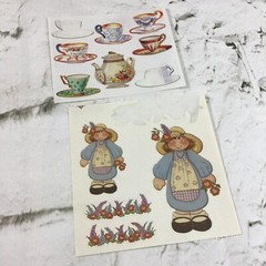 Scrapbooking Stickers Assorted Lot Tea Party Gardening Floral Romantic Partials