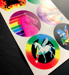 10 UNICORN PEGASUS HORSE ILLUMINATION rainbow vintage sticker decal mods