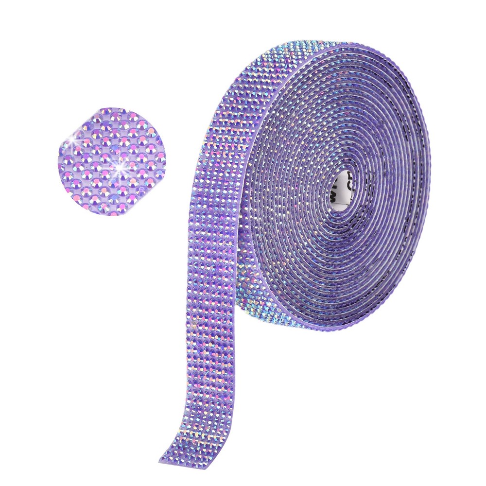 Self Adhesive Rhinestone Strips 3 Yards 0.6 Inch for Craft,Dark Purple AB