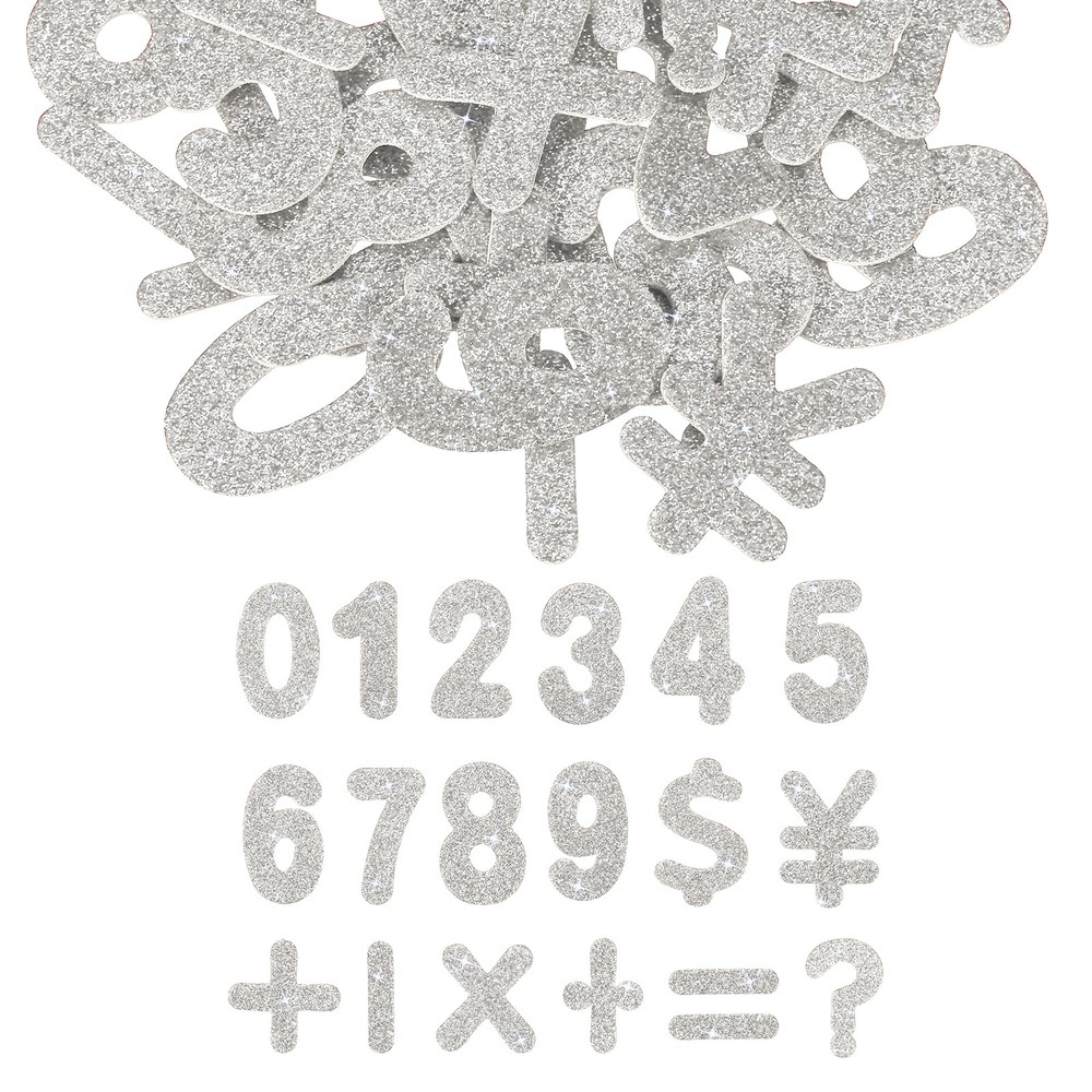 Number Foam Stickers, 72Pcs Numbers 0-9 EVA Self Adhesive Glitters, Silver