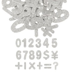Number Foam Stickers, 72Pcs Numbers 0-9 EVA Self Adhesive Glitters, Silver