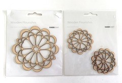 Kaisercraft WOODEN FLORAL FLOURISHES Lot of 3 Embellishments