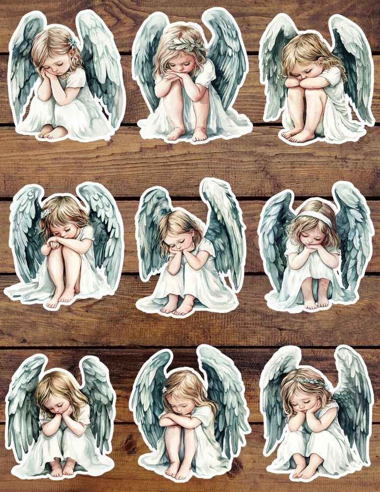 Angel Girl Die Cut Vinyl Stickers Set Scrapbooking Laptop Waterbottle