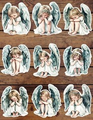Angel Girl Die Cut Vinyl Stickers Set Scrapbooking Laptop Waterbottle