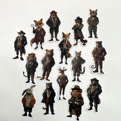 English Gentleman Animal Stickers Junk Journal Collage Scrapbooking