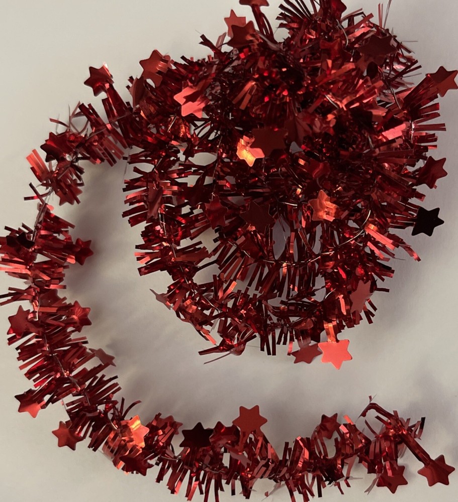 SMALL RED STAR METALLIC GARLAND (24”)Christmas•Holiday •Ornament•Decoration•Tree