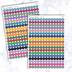 Small Important Icon Stickers, 468 Total, 0.3″ Diameter, 2 Sheets – Planner