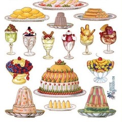 Violette Stickers – French Desserts – 2 Vintage Victorian Sweets Sticker Sheets