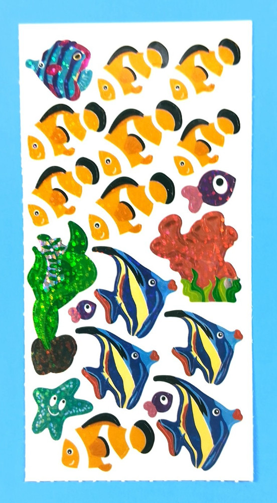 Clown Fish Angel Fish Sea Life Prismatic Sticker Sheet Style 1