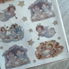 Vintage Nativity Angels Sticker Pack of 4 Sheets Heartline Hallmark Sealed