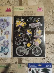 4 Crafters Square Sealed Sticker sheets florals + American Craft Evergreens
