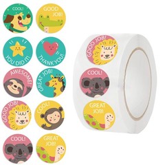 500 Pcs/Roll Teacher Reward Cartoon Stickers – Cute Roll Decals for Gifting, DIY