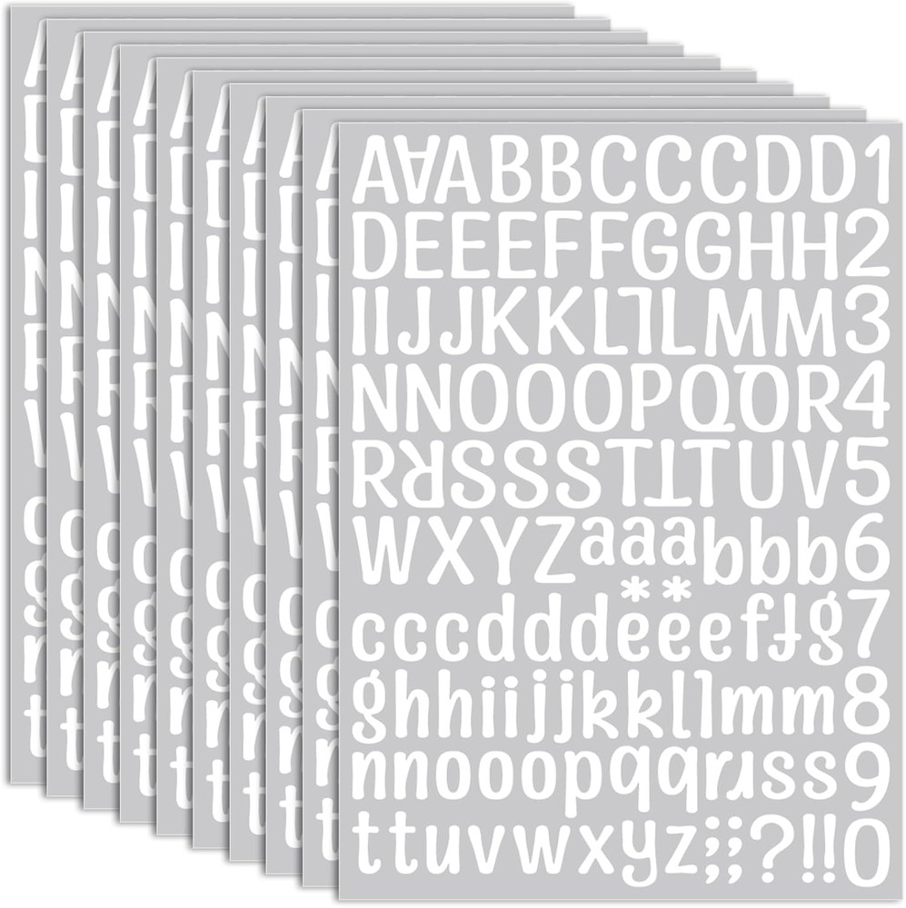 10 Sheets Small Letter Stickers – 1 Inch Art White Vinyl Self Adhesive Alphabet