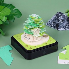 3D Memo Pad Tree House 2026 Desk Calendar Paper Sculpture Notepad Notes (Green)
