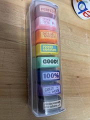 Colorful Self-Inking Motivation School Grading Teacher Stamp Set and Tray (8-…