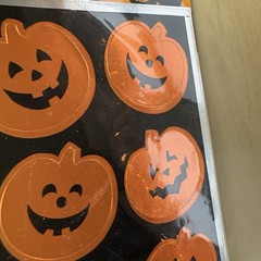 Vintage Sealed NEW Hallmark 1995 FOIL Halloween pumpkin sticker 2 Sheets