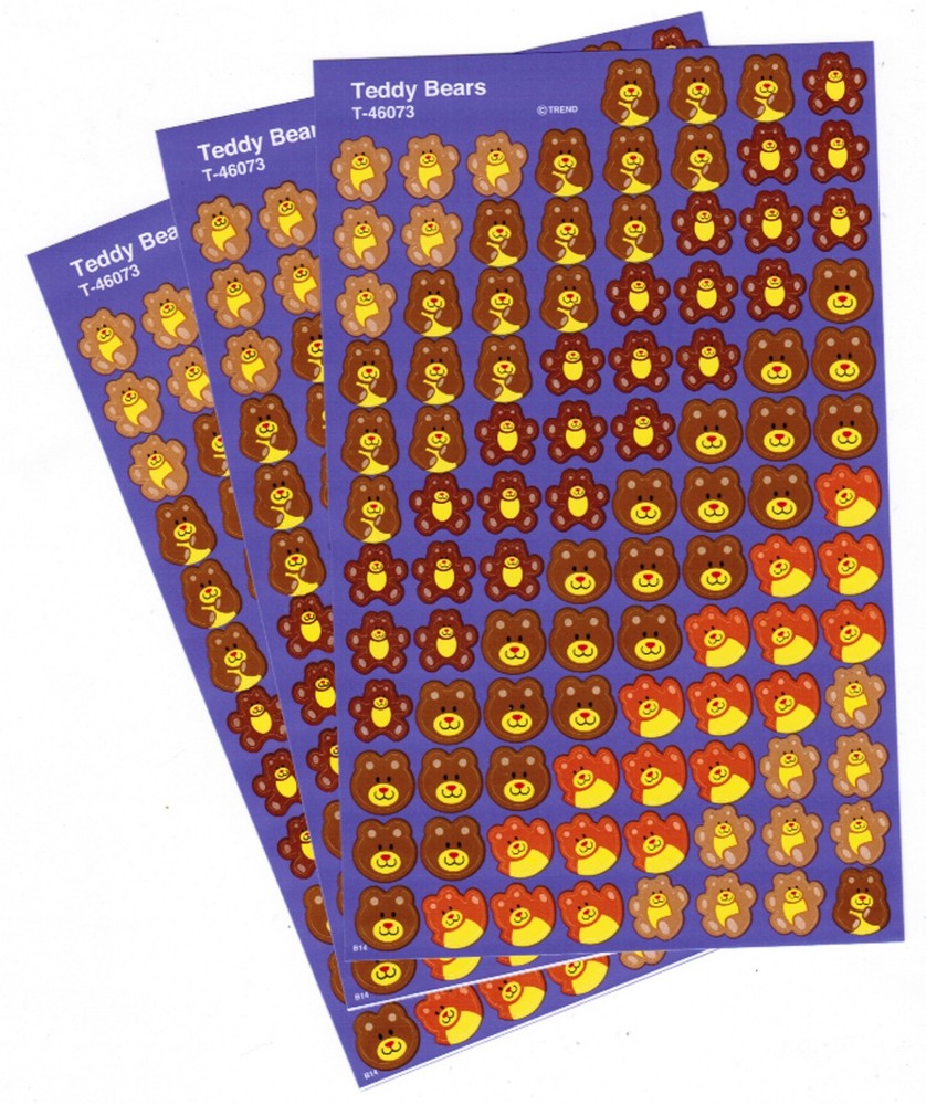 3 Sheets MINI adorable TEDDY BEAR Scrapbook Stickers 300 Mini Stickers!