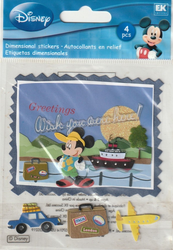 Disney EK Success 3D Stickers MICKEY POSTACARD Theme 74078 FAST FREE SHIPPING!