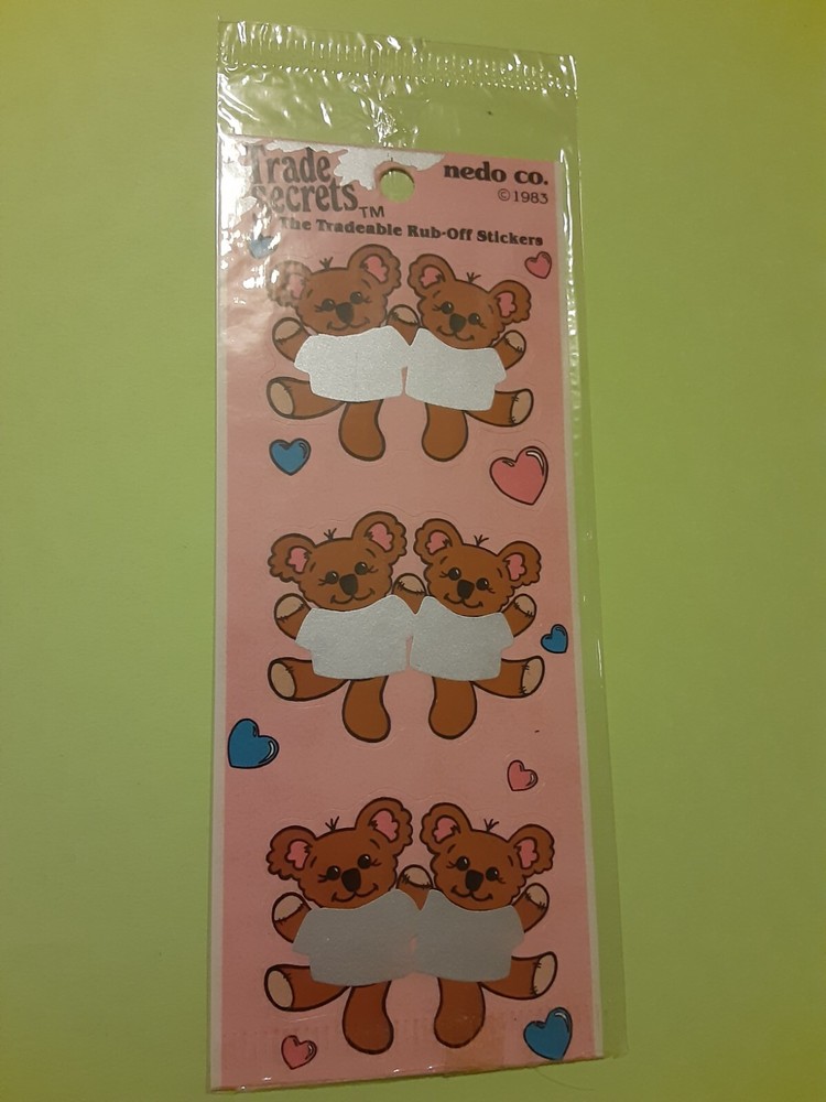 vintage 80s Nedo Co. Trade Secrets scratch off teddies sticker strip NIP