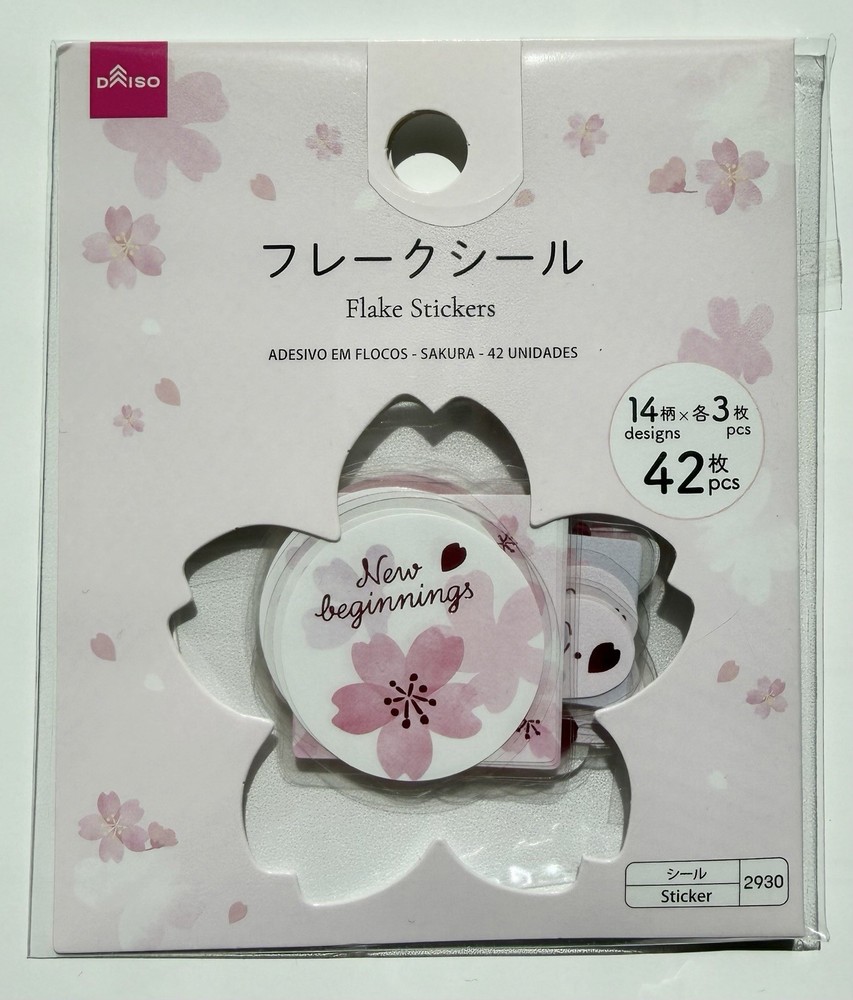 Japanese Sakura Flake Stickers 42pcs Cherry Blossom Kawaii Scrapbook ST-12