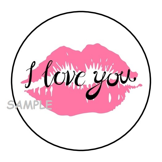 30 KISSING LIPS I LOVE YOU ENVELOPE SEALS LABELS STICKERS 1.5″ ROUND GIFTS
