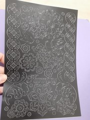 Paper Wishes peel-off black floral Harmony birds sticker sheet 6×9