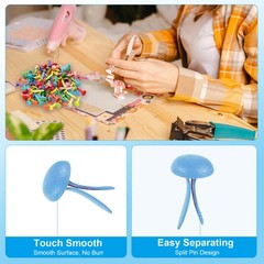 200 Pcs Paper Fasteners Mini Metal Fastener Sky Blue 0.3″x0.18″
