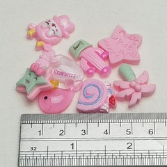 LibiIine 100pcs Mix Lots Flatback Resin Buttons Flat Back Scrapbooking Pink