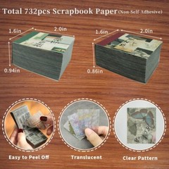 «732PCS Scrapbook Paper and 20 Rolls Washi Tape Set, Scrapbooking Supplies, Vint