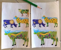 Lot (Incomplete Sheets) Vintage SANDYLION Farm Animals / Celestial Cows Stickers